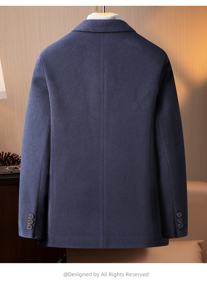 Áo blazer nam len phong cách công sở nhẹ, dáng vừa vặn, tay dài — màu be, màu xanh hải quân