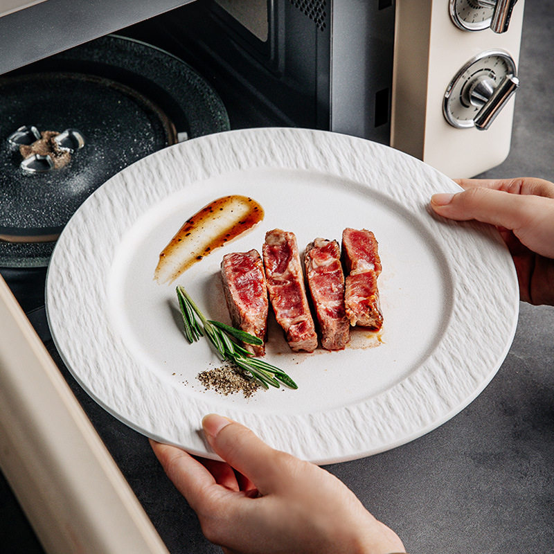Stone Pattern Ceramic Disc Steak Plate Western Food Plate Flat Plate Pizza Plate Household Plate Western Restaurant High Value Plate