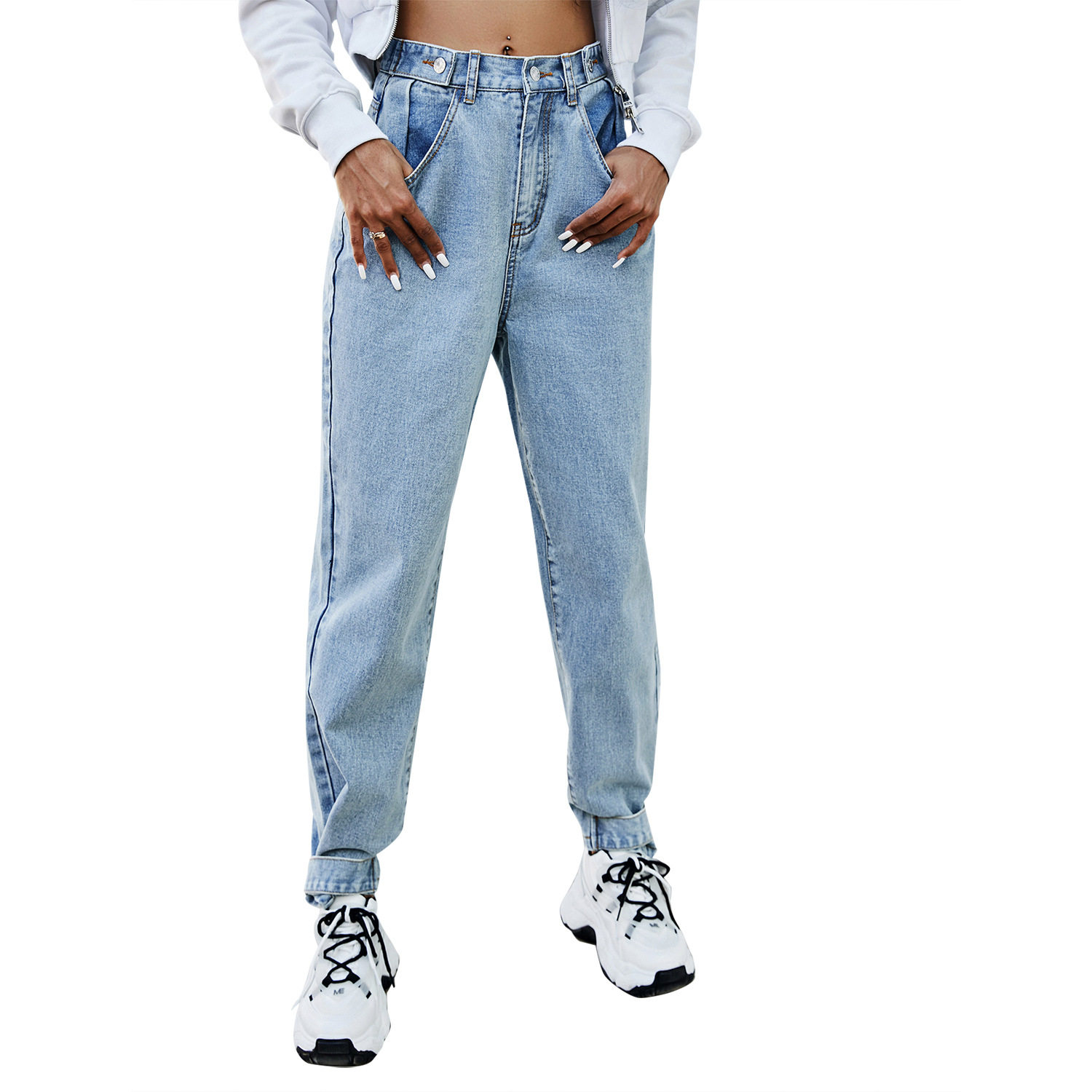 High Waisted Wide Leg Jeans Loose Fit Slimming Design Denim Fabric Casual Wear for Women Wholesale Available