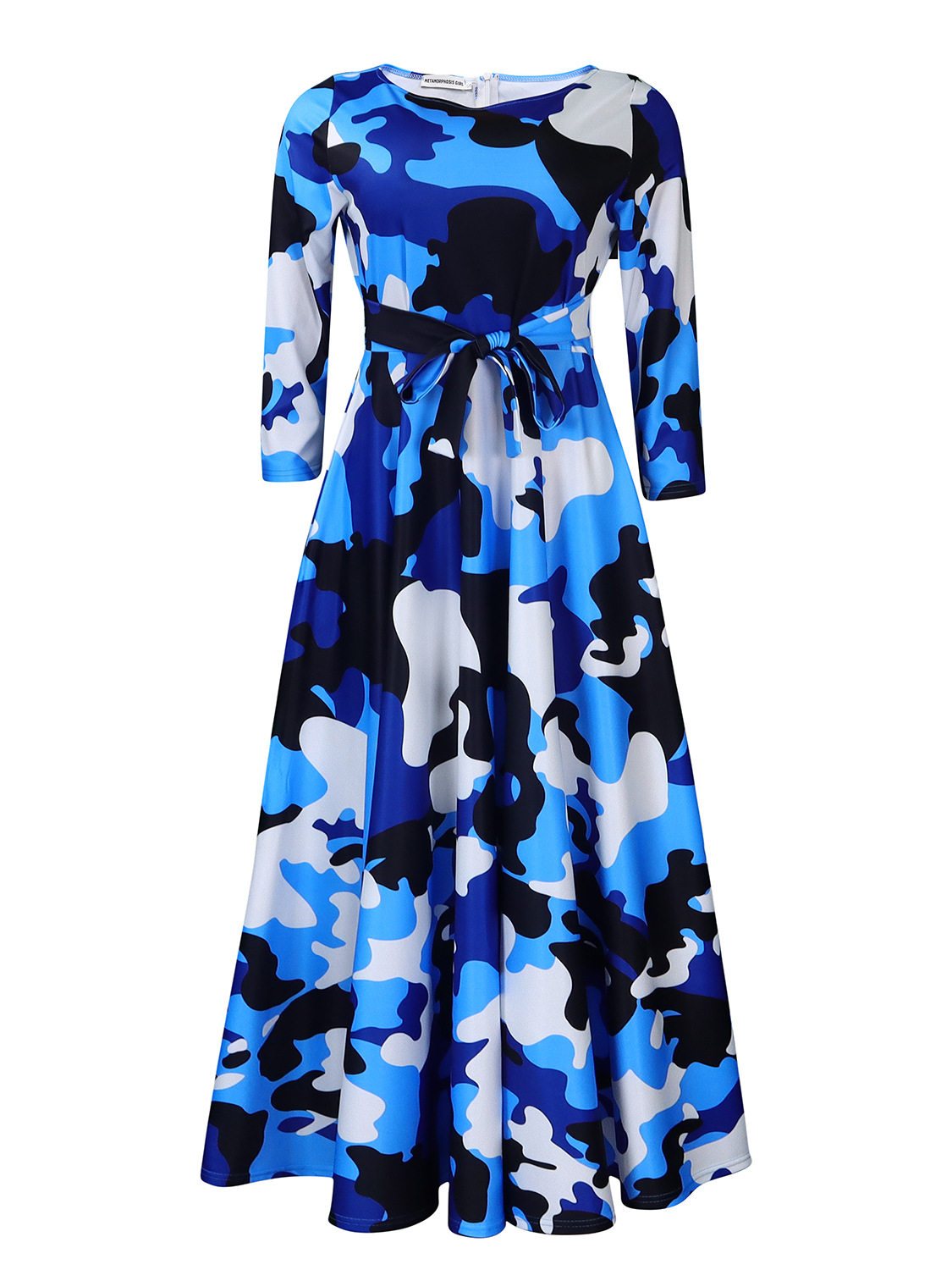 Plus Size African Print Midi Dress Stylish Tie Design Elegant Floral Pattern Spring Fashion Wholesale Available