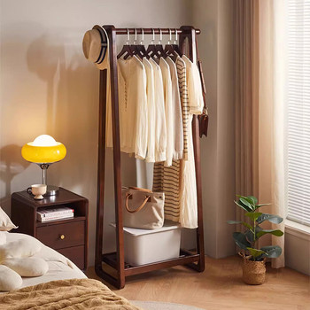 All Solid Wood Clothes Hanger Floor-Standing Bedroom Living Room Coat Rack Simple Clothes Drying Rack Household Space-Saving Clothes Hanger