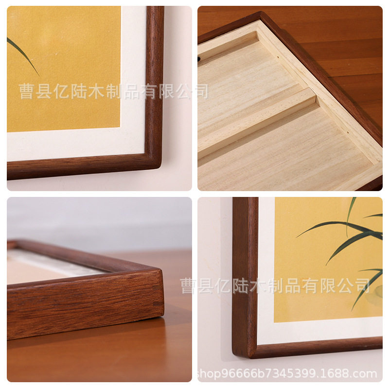 Medieval Style Living Room Decorative Photo Frame Southeast Asian Black Walnut Restaurant Rectangular Hanging Painting Ornaments Decorative Picture Frame