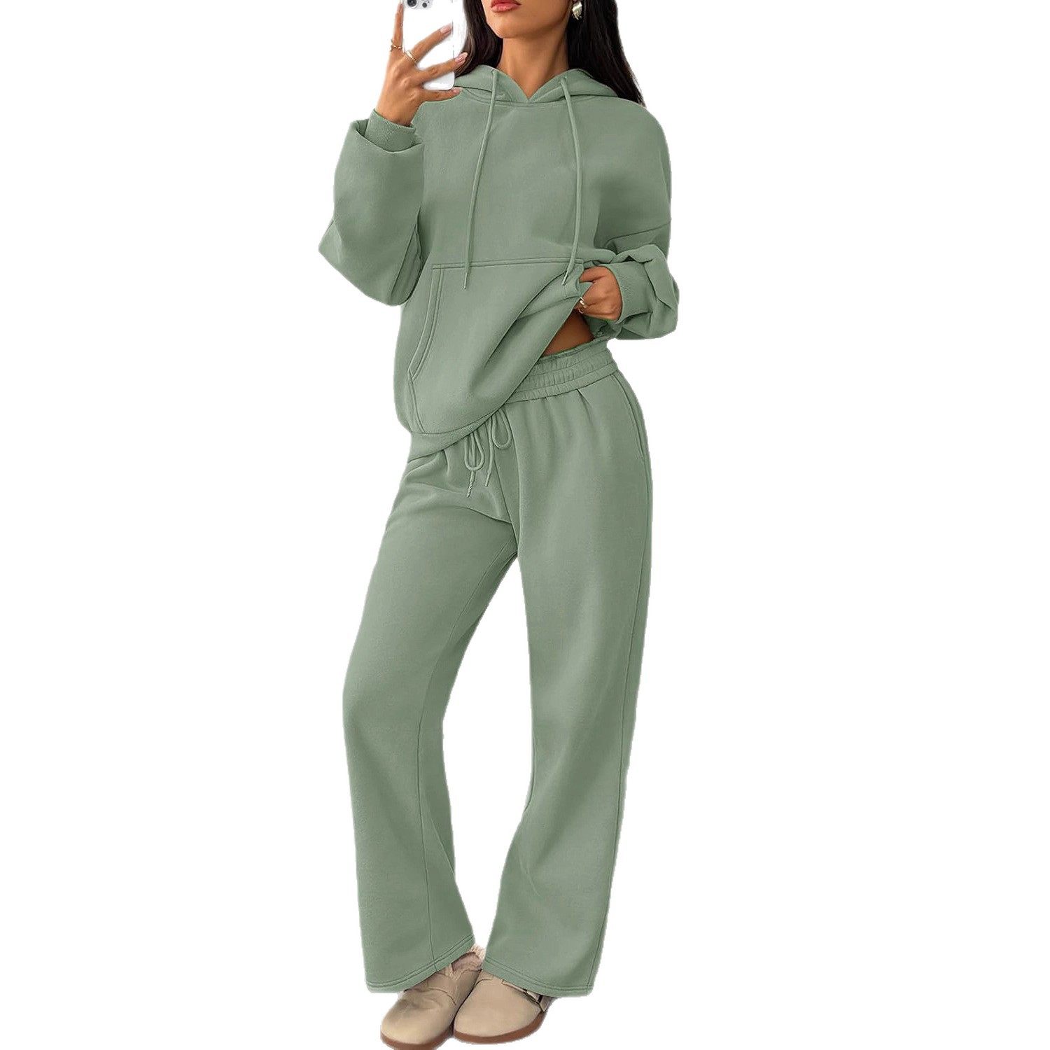 European and American Cross-Border New Women's Autumn Suits Casual Hooded Sweatshirts Sports Oversized Wide-Leg Pants Sports Suits in Stock