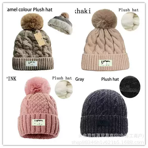 Cross-Border Autumn and Winter New Style Fleece-Lined Thickened Knitted Hat with Pom-Pom, Woolen Hat for Men and Women, Outdoor Warm Pullover Hat