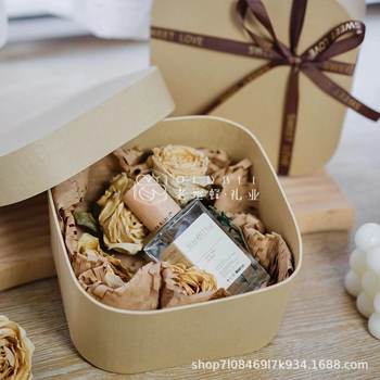 Extra hard square round corner Kraft paper box gift box gift box packaging biscuit box baking packaging