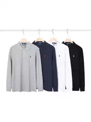 1 Cross-Border Export High-Quality Rl Pony Lapel Long-Sleeved Polo Shirt Sweatshirt for Men and Women, Business Ready for Delivery