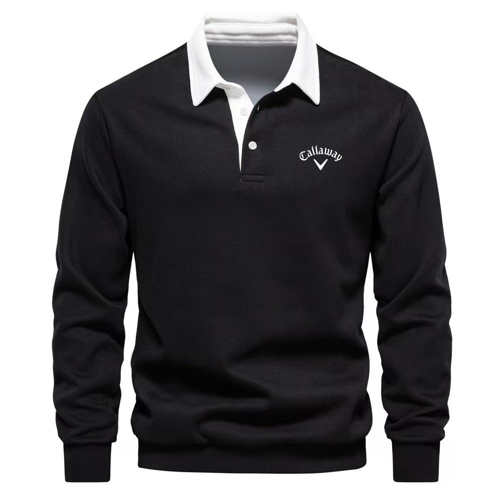 2025新款跨境秋季男装长袖Polo领欧码外贸翻领高品休闲百搭t恤
