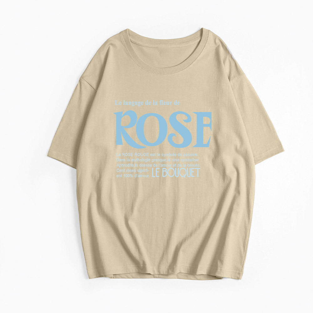Womens Summer Loose Fit Cotton T Shirt Simple Letter Print Round Neck Short Sleeve Versatile Casual Wear Wholesale