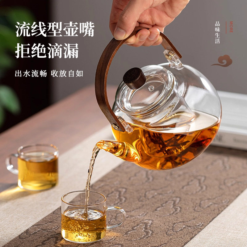 Electric Ceramic Stove Tea Kettle 5 New Household Glass Tea Kettle Set Heat-Resistant Tea Set Kung Fu Tea Set Tea Tray