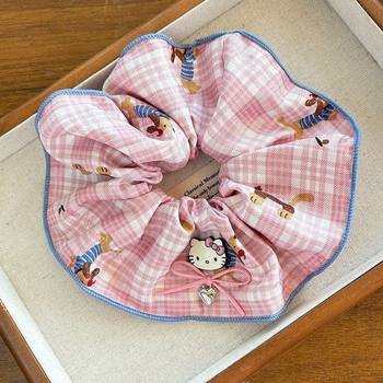Korean-Style Kitty Bow Scrunchie Cute Little Girl Ponytail Hair Tie Dopamine Bun Hair Rope
