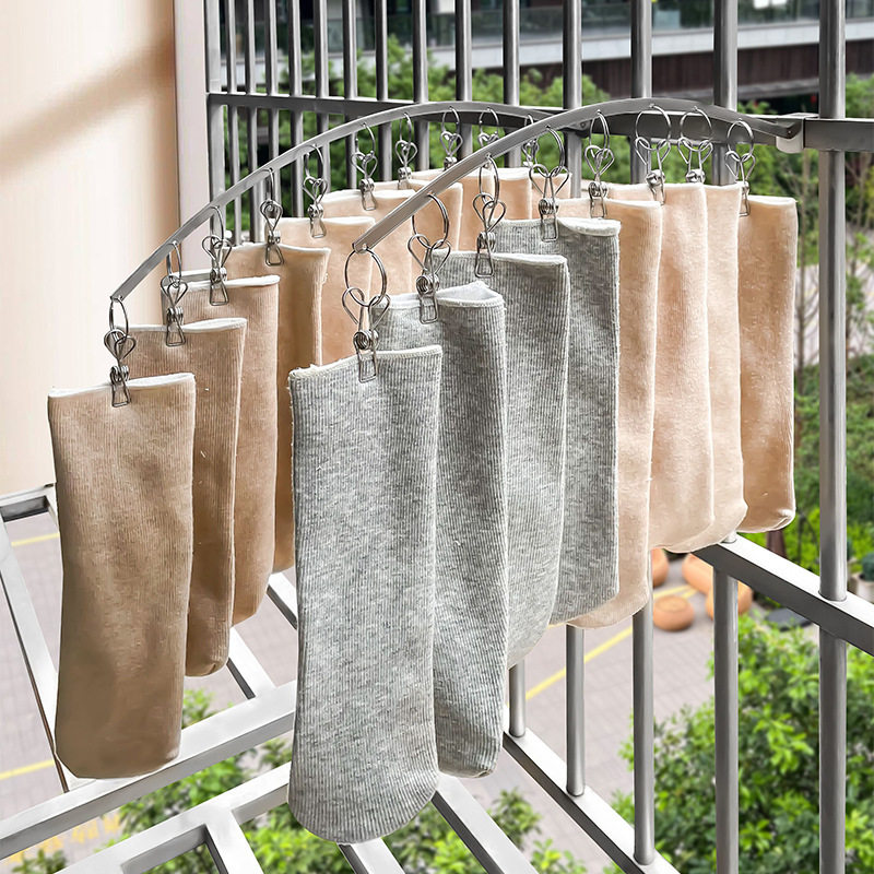 Sock Clip Home Balcony Window Clothes Drying Multi-Clip Dormitory Wardrobe Stainless Steel Clothes Drying Rack Hook Multi-Function