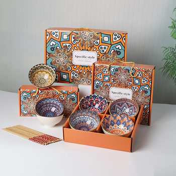 Bohemian Bowl Chopsticks suit Gift Boxes for Opening Activities Giving Small Gifts Business Company Store Celebration Accompanying Gifts