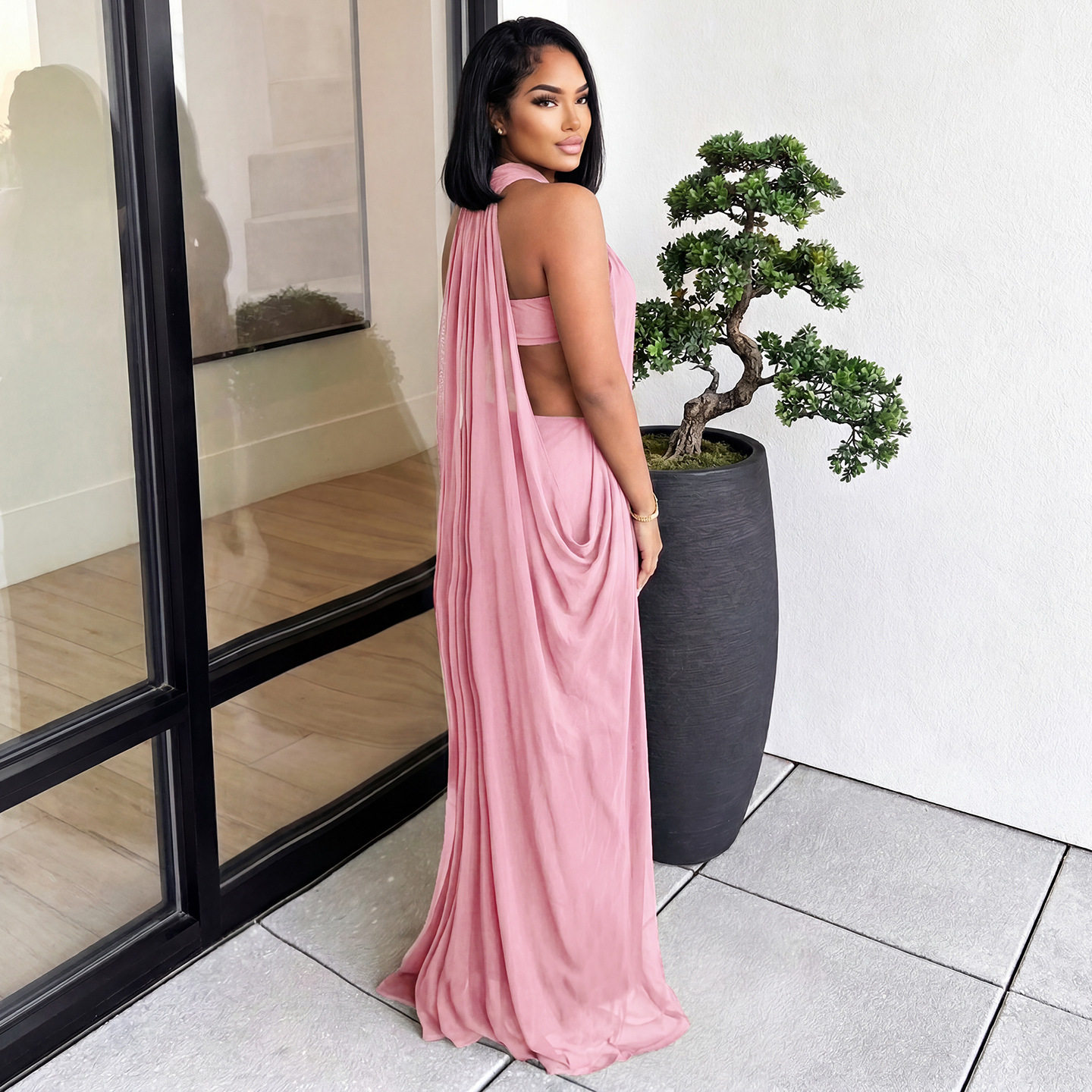 Summer Womens Fashion Set Halter Neck Strapless Sheer Fabric Bodycon Skirt Perfect for Parties or Night Out