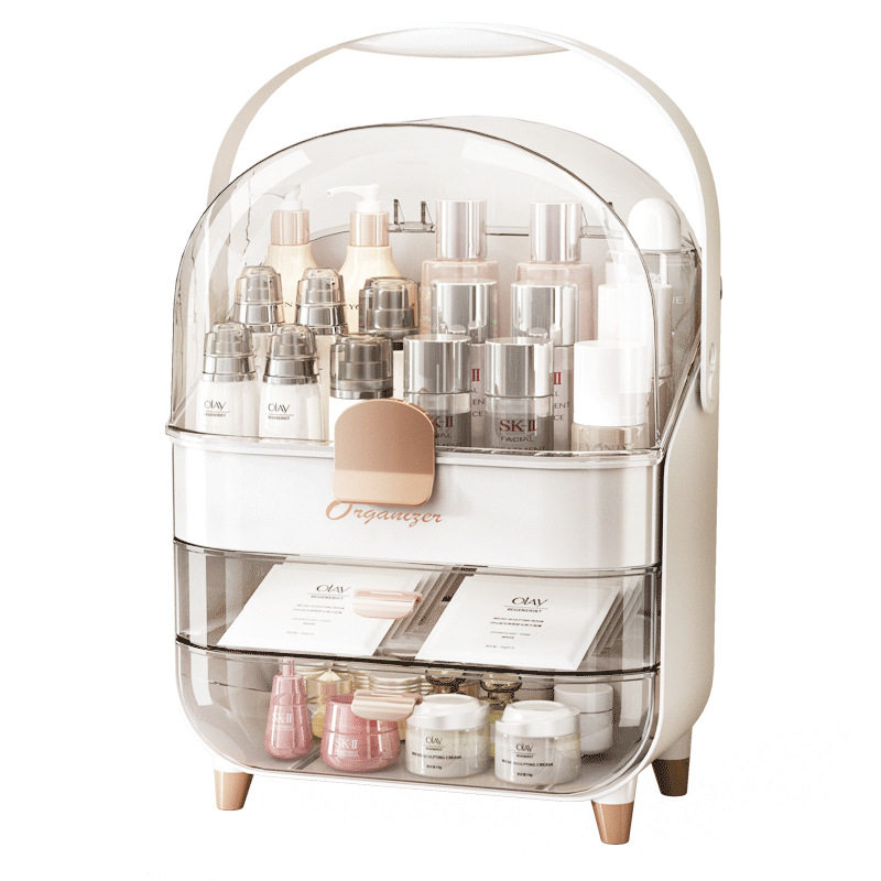 Cross-border cosmetics storage box large-capacity desktop advanced sense with lid dustproof skin care products storage drawer
