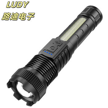 White Laser Highlight Flashlight Rechargeable Red Blue High Power LED Flashlight Side Light Outdoor Lighting Flashlight