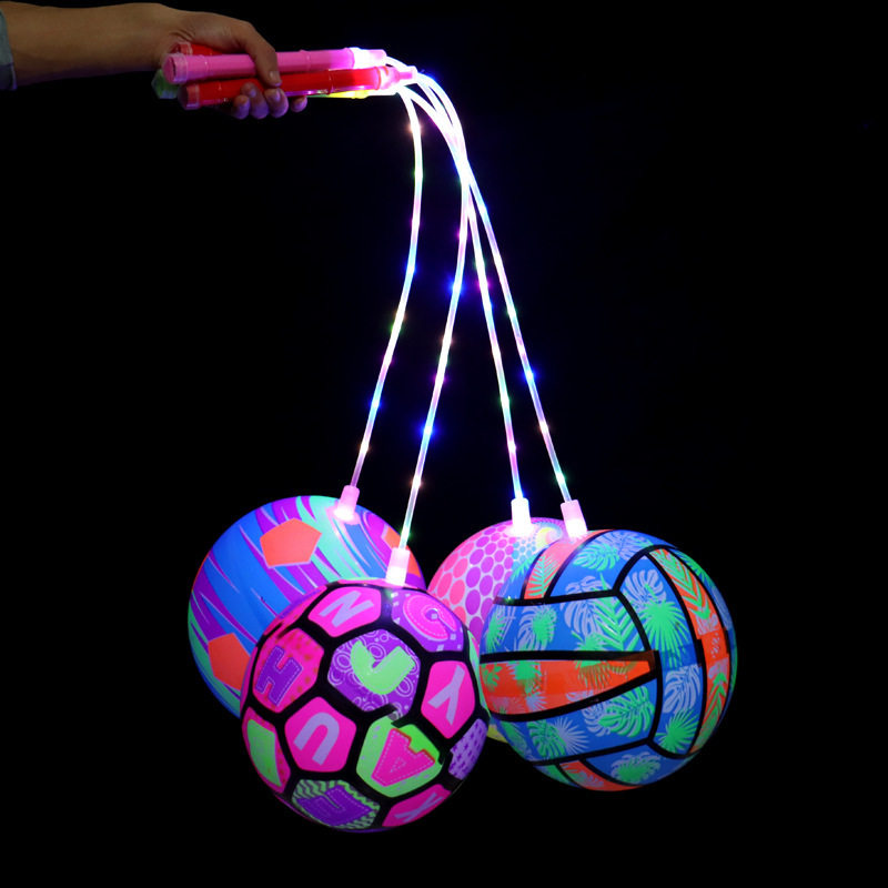Internet celebrity stall luminous football flash basketball racket ball cordless fitness swing inflatable elastic ball children's toy