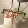 Flat Glasses Anti-blue Light Cyber Red Plain-made Artifact High-value Large-frame Round-face myopia Glasses Frame Can be equipped with power