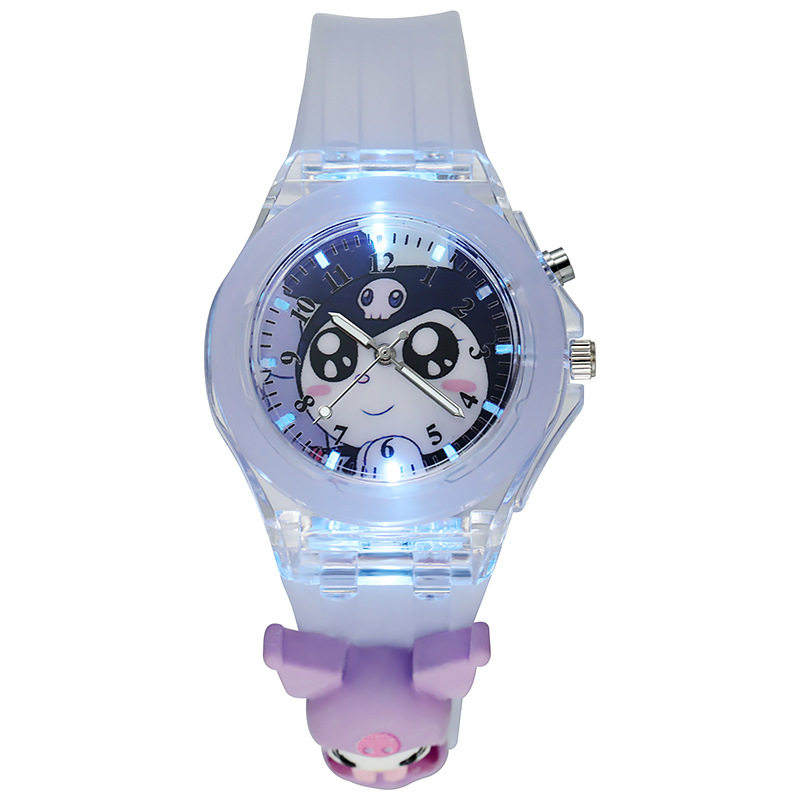 Sanrio Cartoon Watch Primary School Children's Watch Manufacturer Wholesale Luminous Silicone Doll Watch Boxed Cross-Border