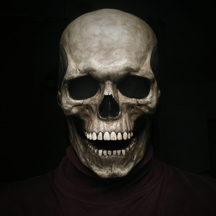 Cross-border Skull Mouth Movable Mask Helmet Halloween Horror Props Headgear