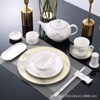 Ceramic High-grade Plate Hotel Table Tableware suit Dishes Box Hotel Club Private Cuisine Special Zen River and Mountain