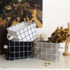 Fabric Cotton and Linen Storage Small Square Box Desktop Miscellaneous Storage Basket Organizer Portable Storage Basket Organizer Grid