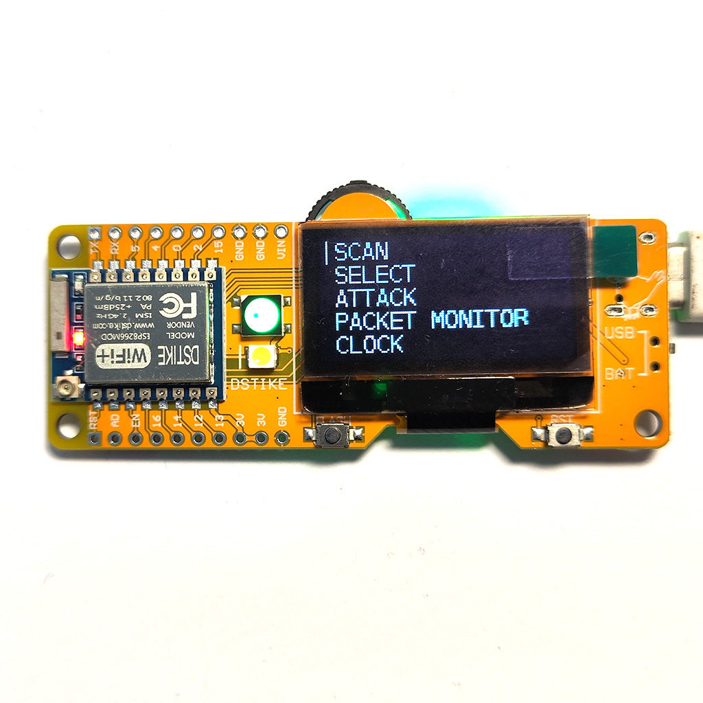 Deauther Mini V4 บอร์ดพัฒนา Esp8266 พร้อม RTC โปรแกรมควบคุม การโจมตีและป้องกันผ่าน WiFi อุปกรณ์สมาร์ท DIY