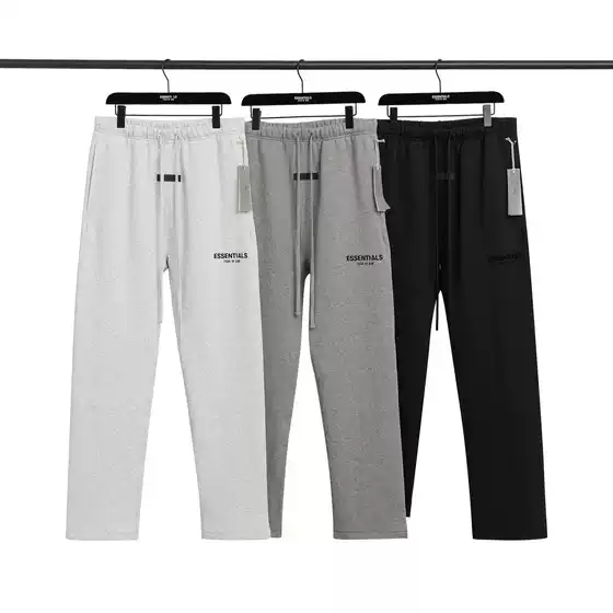 Fogfearofgod Essentials Autumn/Winter Fleece-Lined Straight-Leg Casual Pants Trendy Brand Fall Collection