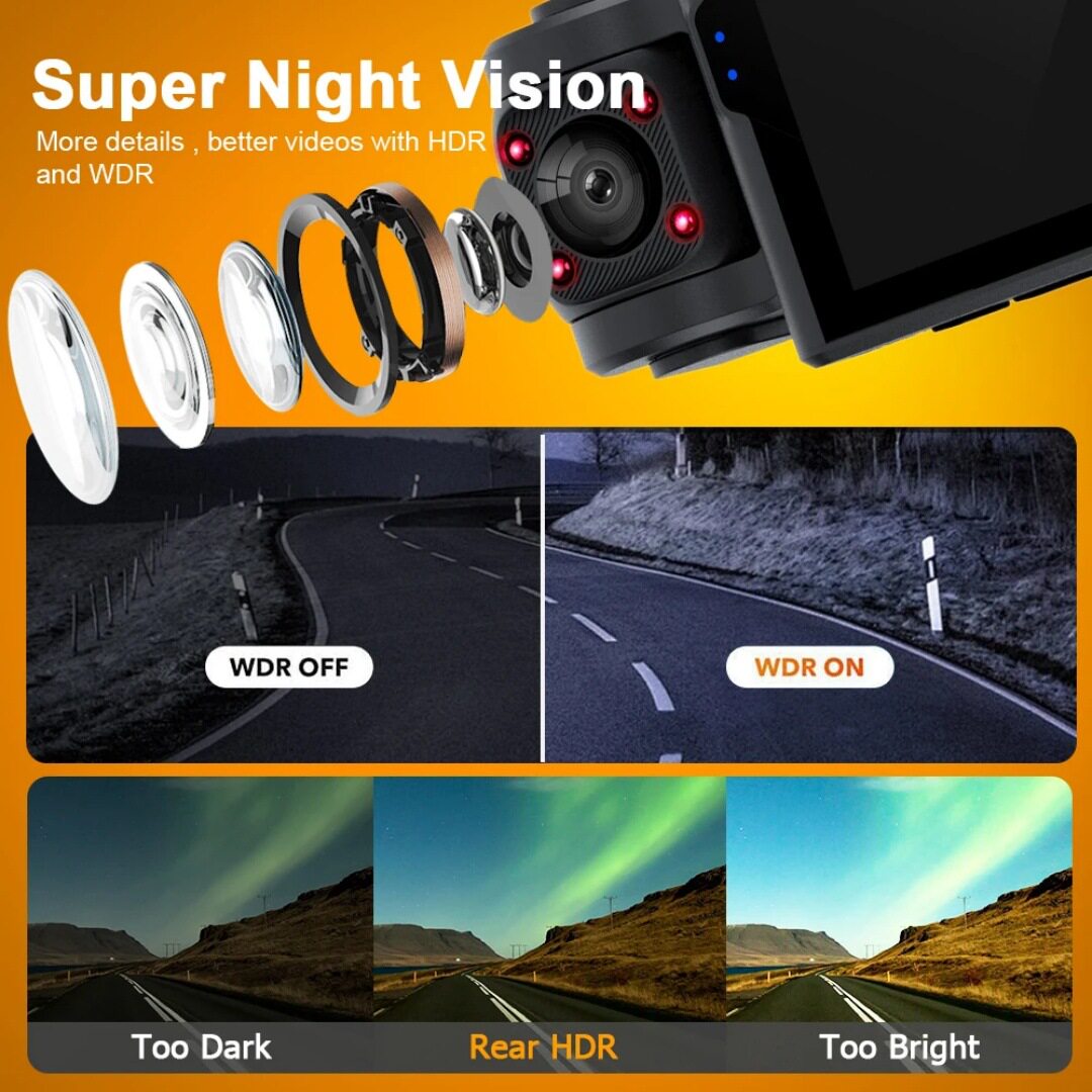 Four-Camera 1080+480+480+480+Wifi Driving Recorder with Infrared Night Vision and High-Definition Driving Recorder