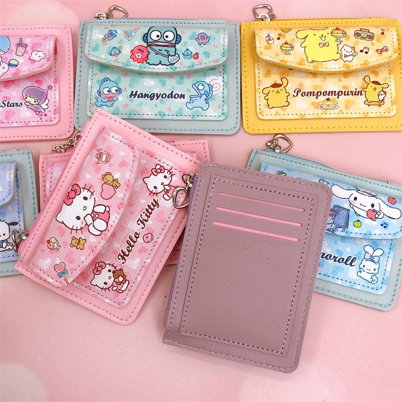 Cartoon Student Card Cover Card Bag Coin Purse Storage Multi-Card Three-Layer Portable Card Bag PC Dog Kurumi Loof Wallet