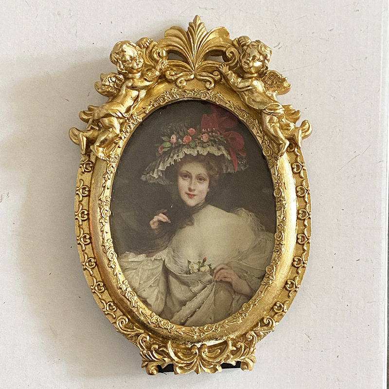 European-style Resin Photo Frame Table 6-inch Oval Resin Picture Frame Home Background Wall Decorations