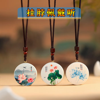 Mini Pendant Player Wearable Neck-Mounted Mini Walkman Card Bluetooth Speaker Elderly Record Player Loop Playback