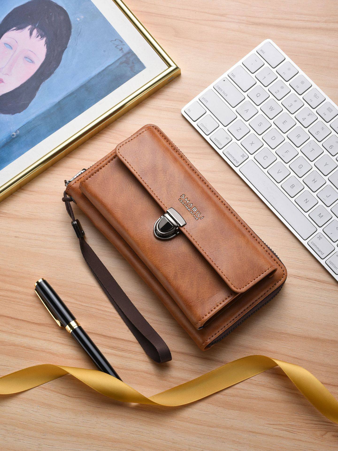 New Men's Long Wallet Women's Zipper Buckle Casual Mobile Phone Wallet Large Capacity Multifunctional Clutch Bag Factory