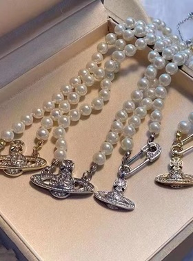 毛衣链锁骨链经典款土星项链