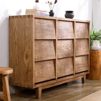 In-Stock Old Elm Wood Chest of Drawers Sideboard with Drawers Living Room Storage Cabinet Wall-Mounted Storage Cabinet for Living Room