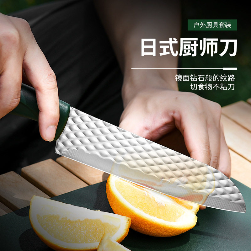 Spot Amazon Stainless Steel Camping Style Barbecue Tool Set Outdoor Portable Bbq Barbecue Tool 5-Piece Set