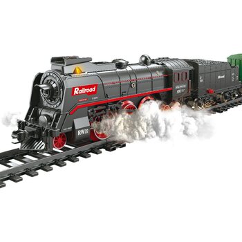 Cross-Border Retro Steam Train Track Spray Electric Toy Train with Matching Carriages and Locomotive Accessories for Boys