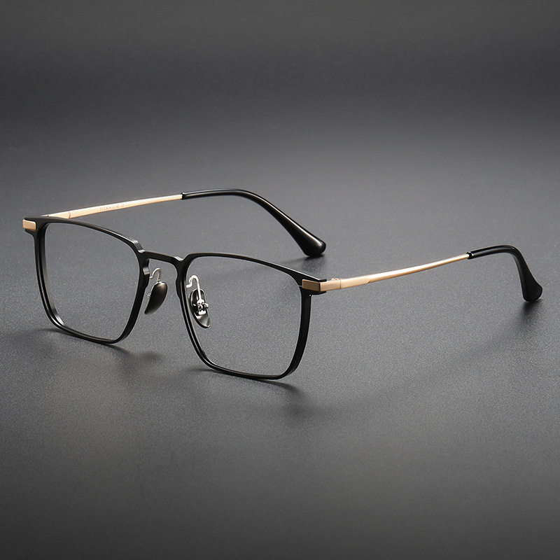high quality aluminum magnesium frame myopia glasses frame men's 20223 business simple casual square half titanium mirror leg flat mirror