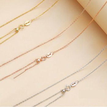 All-Over Sterling Silver S925 Universal Chain O-Shaped Box Chain Electroplated White Golden 18K Gold Rose Gold Cross Chain Silver Necklace