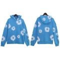 Sky blue hooded sweatshirt (white floral wreath)