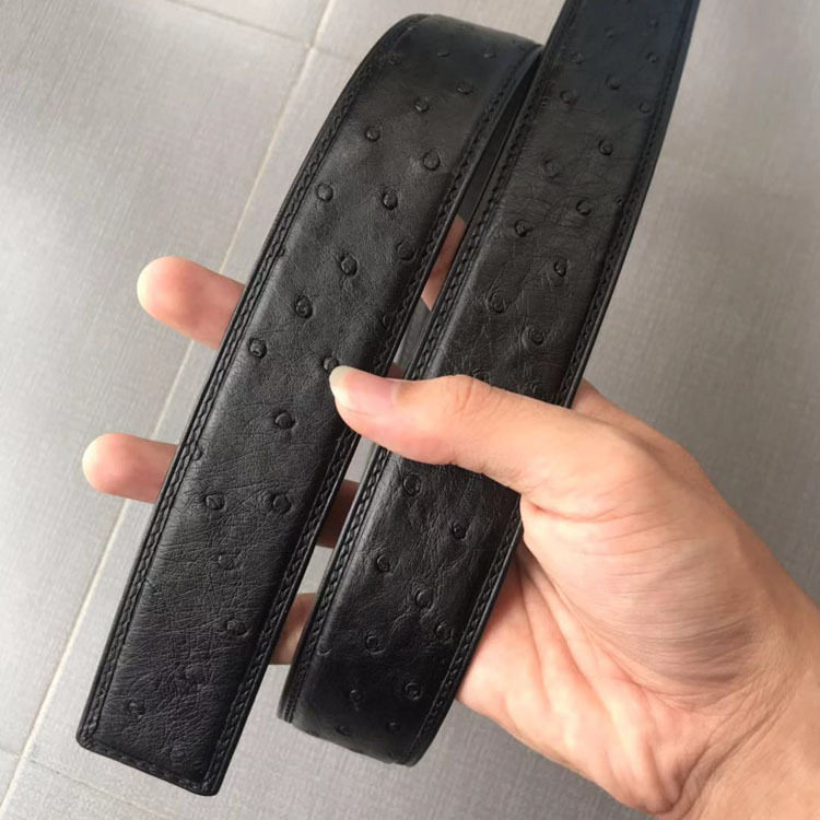 Thắt Lưng Da Đà Điểu Nam Phong Cách Thời Trang, Công Sở Màu Đen