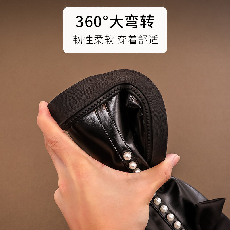 Girls' Leather Boots, Kidsren's 2025 Autumn and Winter New Long Boots, High Boots, Little Princess Fashionable Cotton Boots Wholesale