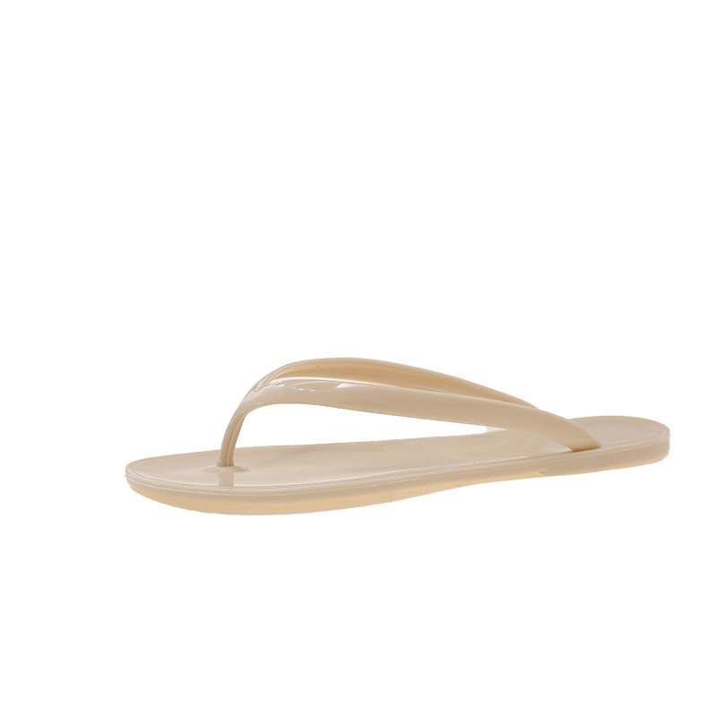 2026 Spring/Summer Crystal Fashion Versatile French Thick-Soled Flip-Flops for Outdoor Wear Jelly Toe-Post Flat Slippers