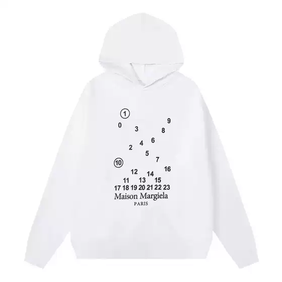 Cross-Border Trade New High-Quality Margiela Printed Letter Trendy Brand Unisex Hooded Sweatshirt Couple Outfit Casual Wear