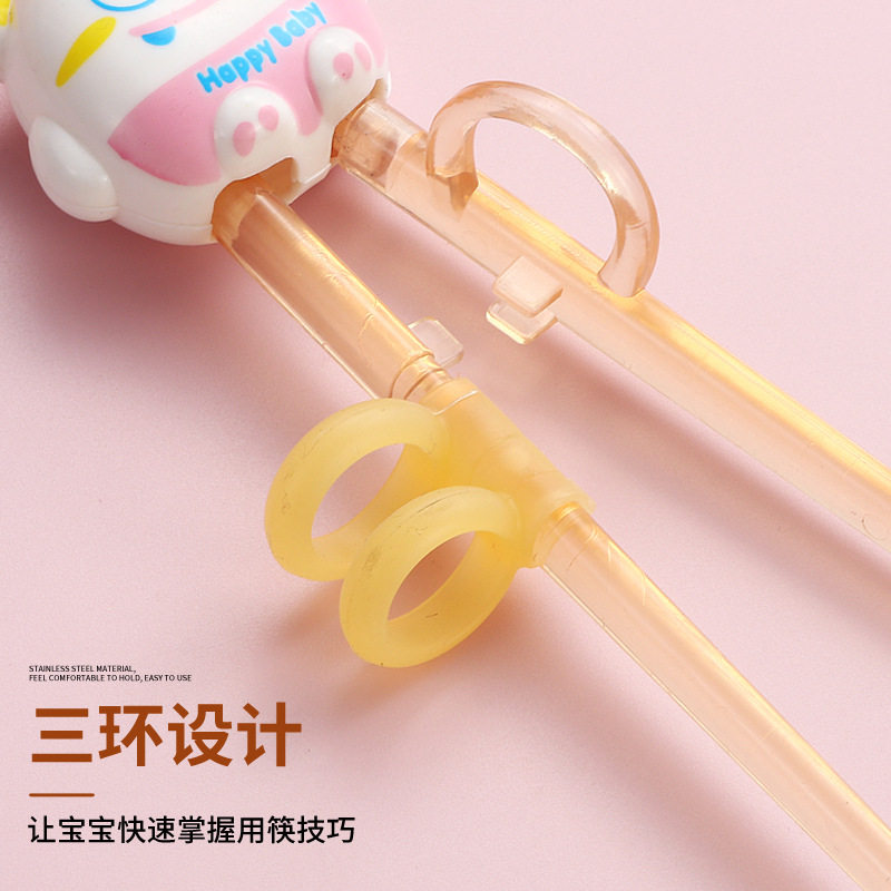 Children's Training Chopsticks Baby Learning Rebound Chopsticks Plastic Practice Chopsticks Children's Cartoon Tableware Chopsticks suit