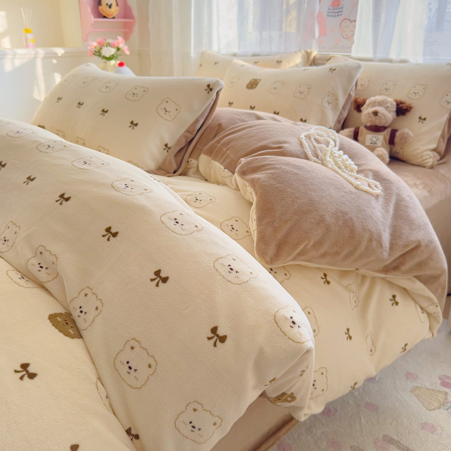 Class a Milk Velvet Bed Four-Piece Set Winter Thickeneded Coral Velvet Double-Sided Fleece-Lined Bed Bed Sheets Quilt Cover Dormitory Three-Piece Set