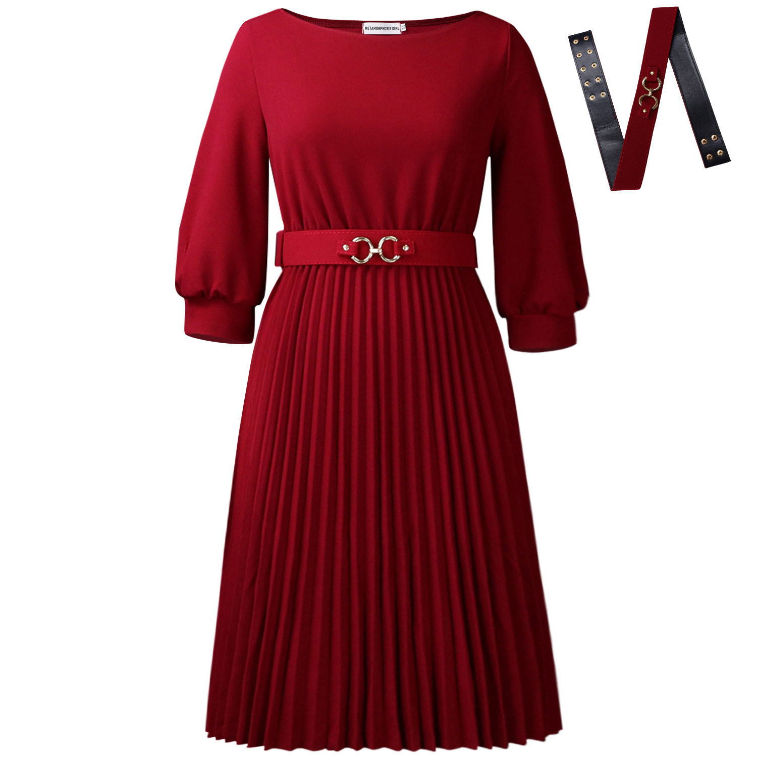 Elegant Womens African Dress Round Neck Three Quarter Sleeve Pleated Design Perfect for Parties and Events
