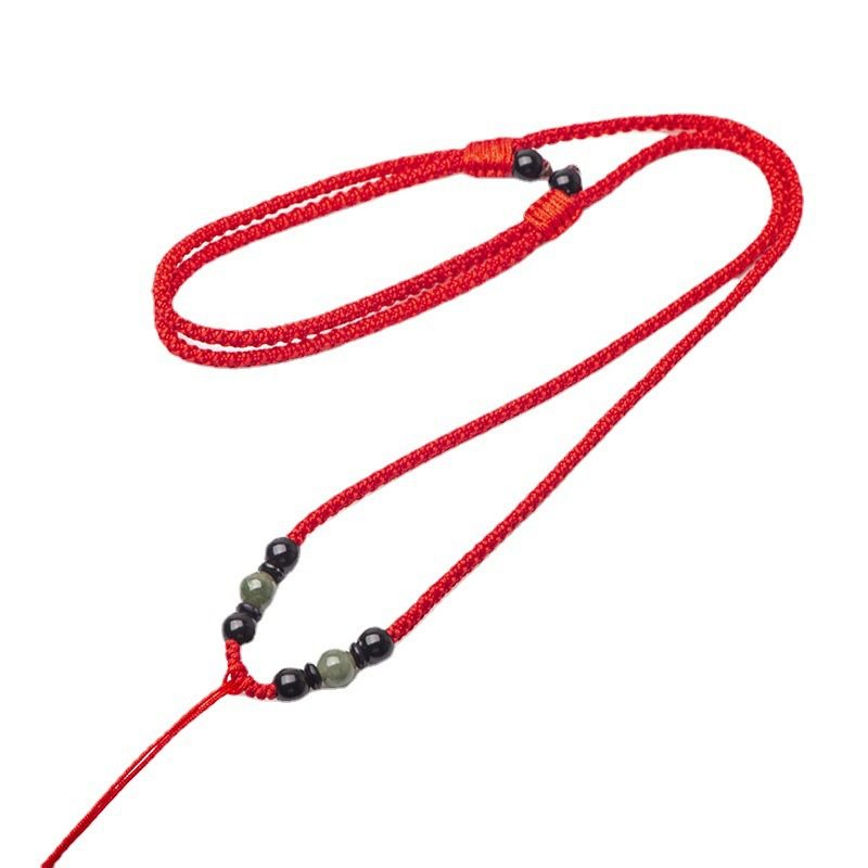 Pendant Jade Agate Pendant Lanyard Men's and Women's Necklace Rope Safe Buckle Lanyard Hetian Jade Fonan Red Jade Pei Rope