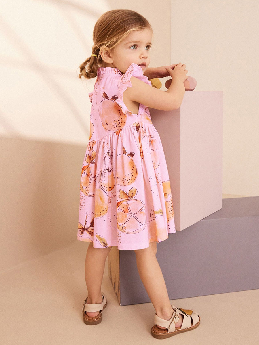 Girls' New Summer Short-Sleeve Cotton Dress from Source Factory, Cute Kids' Dress