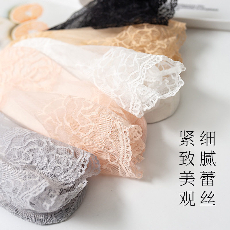 船袜女夏季薄款中筒蕾丝袜单鞋镂空百搭透气吸汗女士短袜夏天袜子