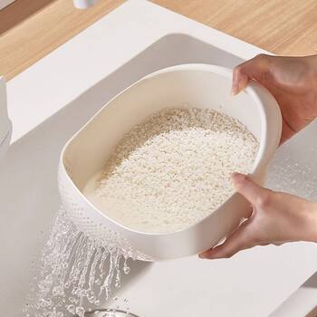 Rice Washing Basket for Home Use, Rice Washing Sieve, Rice Washing Basin, Multifunctional Kitchen Draining Basket, Vegetable Washing, Fruit Washing, Plastic Rice Washing Basin